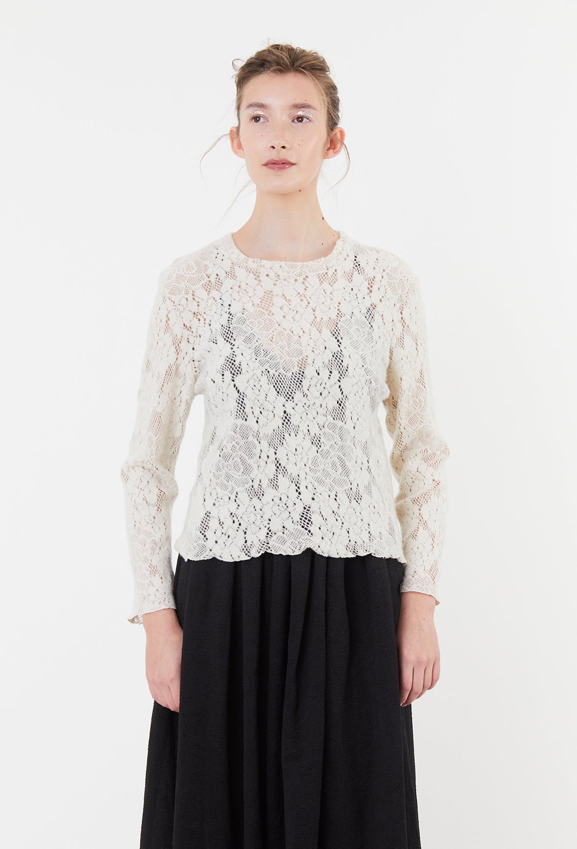 Lace Tee - Buttercream Wool