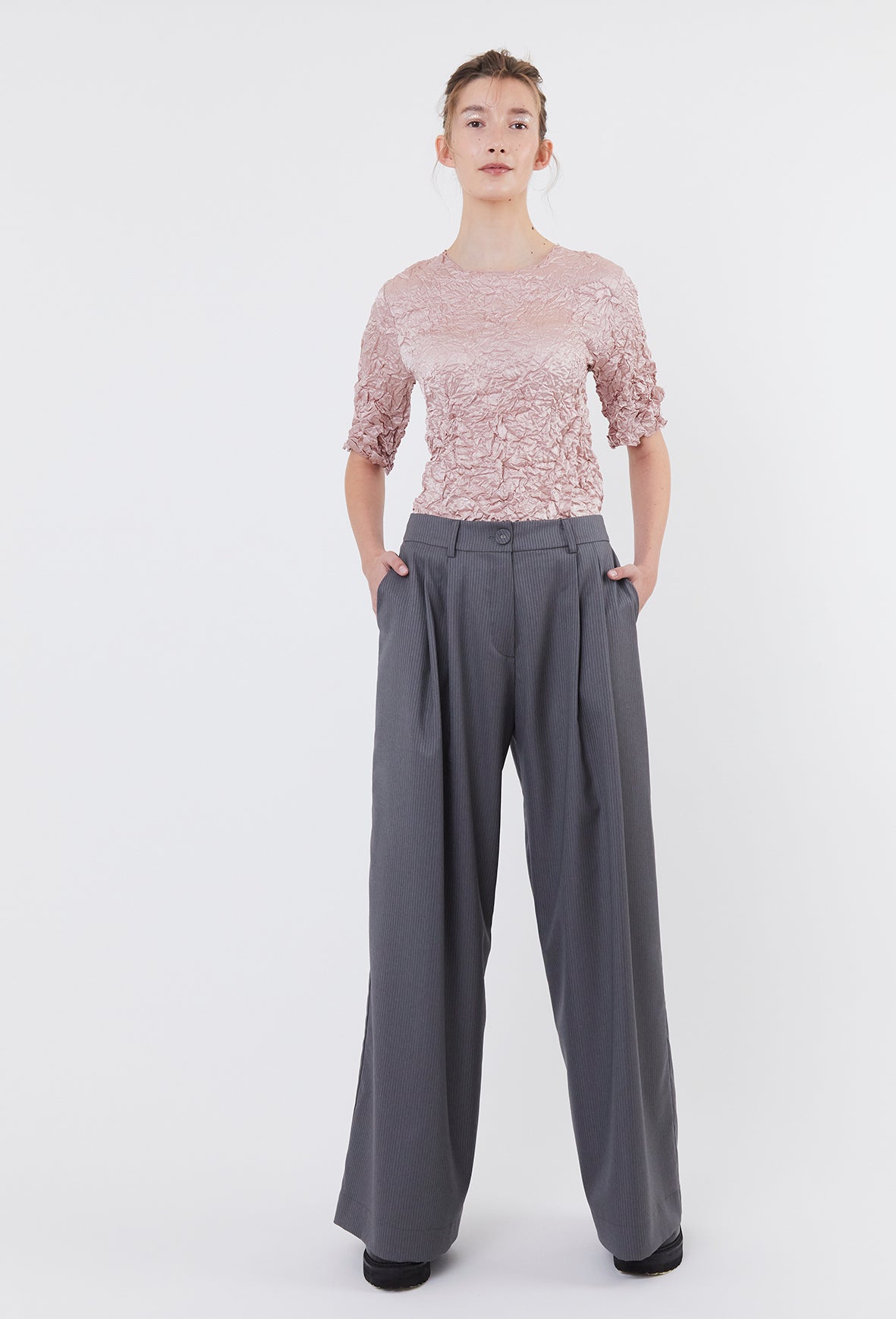 Pleat Trou - Misty Pinstripe